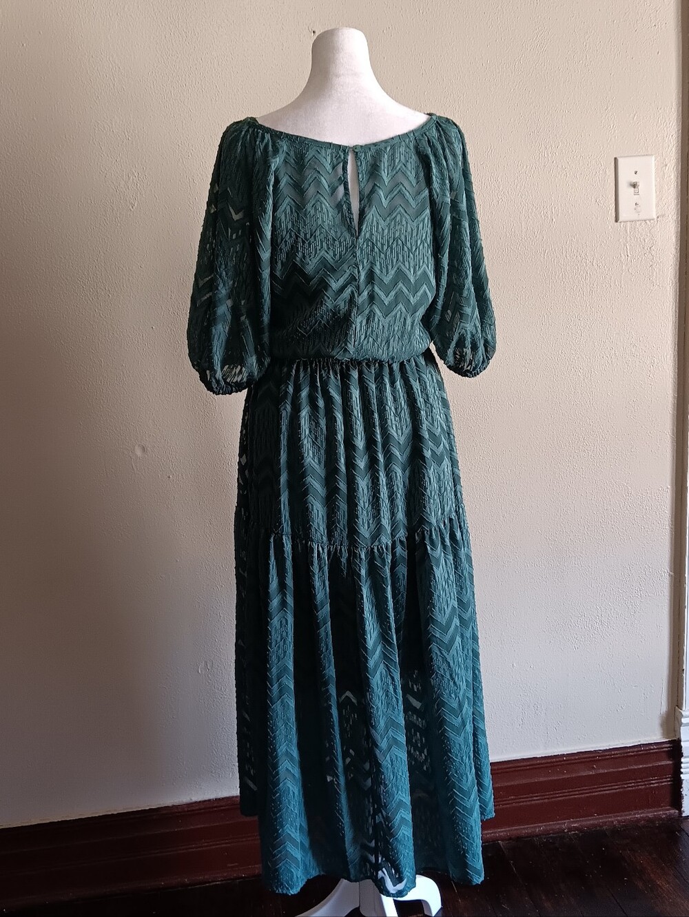 Green Elastic Waist, Maxi Dress, A New Day Size Small, Casual Cottagecore Summer - Picture 2 of 9